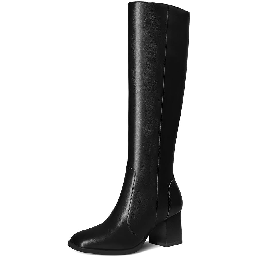 Amazon.com | MUCCCUTE Black Knee High Boots Women Square Toe